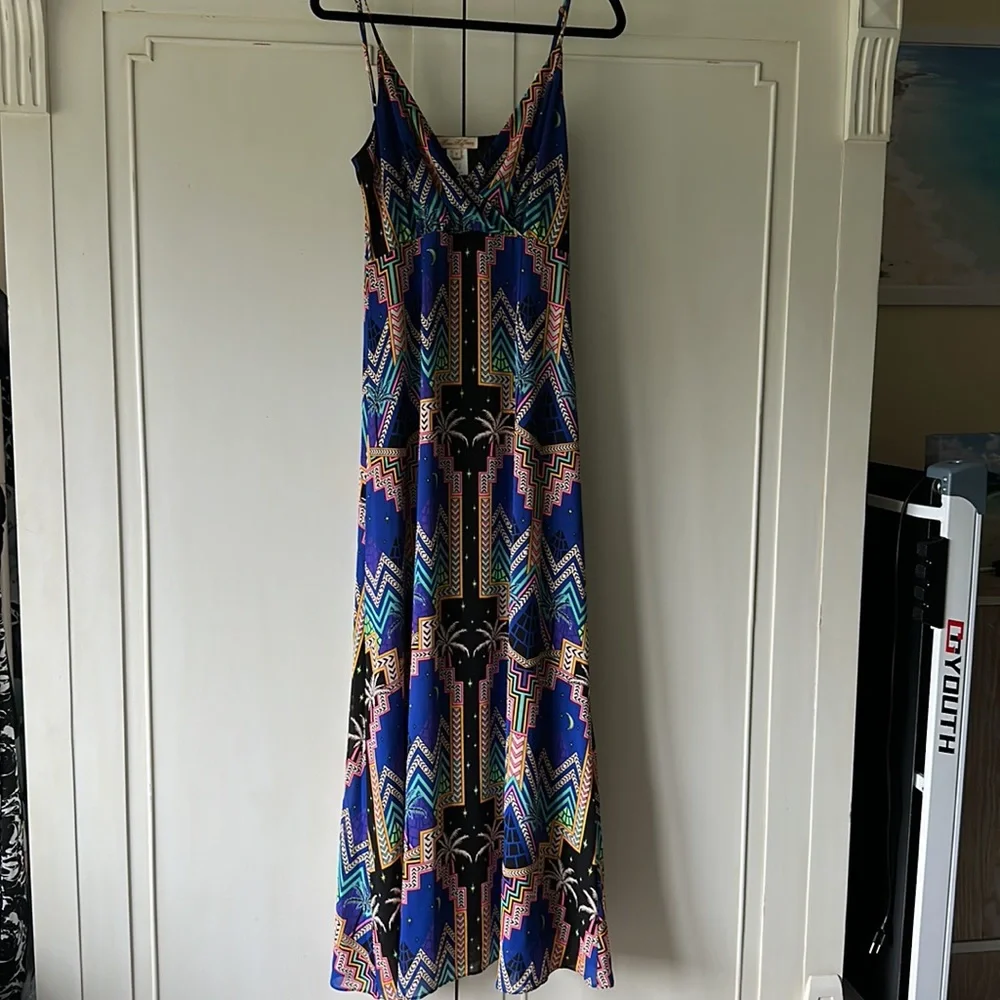 Mara Hoffman Geometric Palm Tree Maxi in Navy - Picture 4 of 5